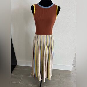 SFIZIO STUDIO Luxury Designer Made in Italy Twofer Knit Pleated Dress Sz 4 VGUC